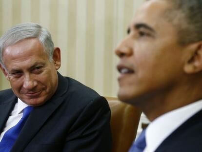 Benjam&iacute;n Netanyahu (izquierda) y Barack Obama, hoy en la Casa Blanca.
 