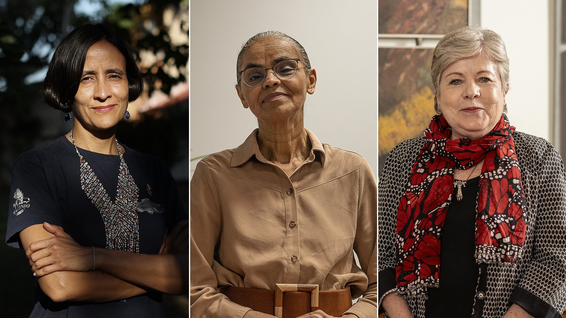 Susana Muhamad, Marina Silva y Alicia Bárcena, ministras de Medio Ambiente de Colombia, Brasil y México, respectivamente.