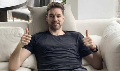 Pau Gasol, tras ser operado el 9 de mayo.