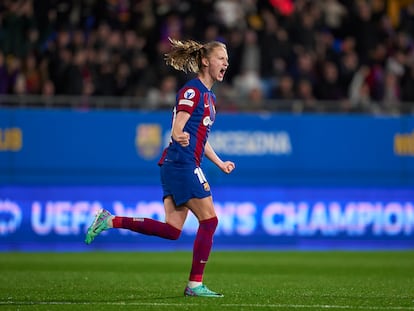 Caroline Graham-Hansen celebra su tanto ante el Eintracht Frankfurt.