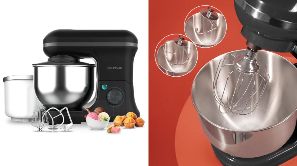 Batidora amasadora con bol de 5 litros de capacidad.