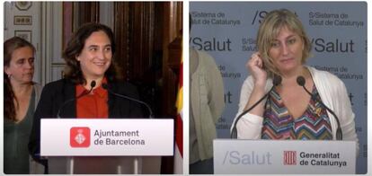 La alcaldessa de Barcelona, Ada Colau, i la consellera de Salut de la Generalitat, Alba Vergés, aquest dijous.