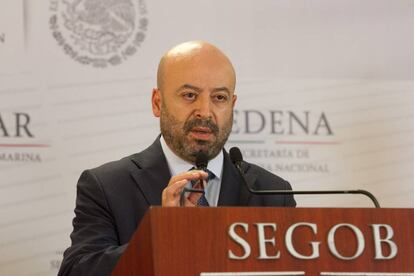 El titular de la Comisi&oacute;n Nacional de Seguridad (CNS), Renato Sales, durante una rueda de prensa en Ciudad de M&eacute;xico (M&eacute;xico). 