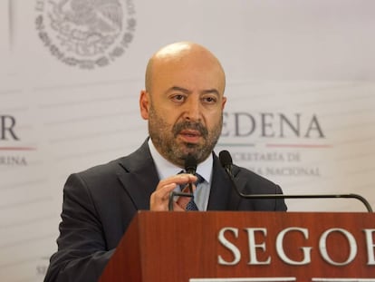 El titular de la Comisi&oacute;n Nacional de Seguridad (CNS), Renato Sales, durante una rueda de prensa en Ciudad de M&eacute;xico (M&eacute;xico). 