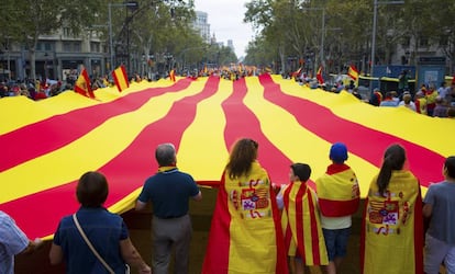 Manifestaci&oacute;n en Barcelona el 12 de octubre.