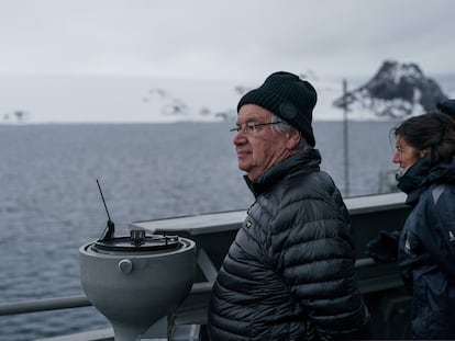 El secretario general de las Naciones Unidas, Antonio Guterres, durante su visita a la Base O`Higgins, en la Antártida (Chile).