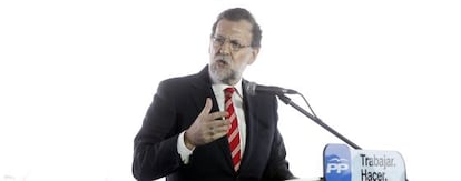 Rajoy, durante su intervención en el acto del PP en Valencia.