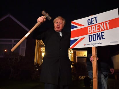 Boris Johnson promete culminar el Brexit durante la campaña electoral de diciembre de 2019.