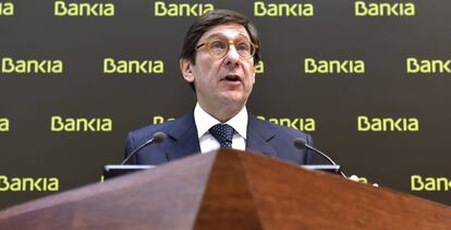 Jos&eacute; Ignacio Goirigolzarri, presidente de Bankia en la presentaci&oacute;n de resultados de 2015.