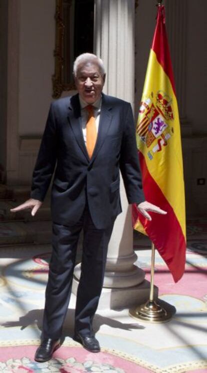 El ministro de Exteriores Jos&eacute; Manuel Garcia-Margallo, tras su reuni&oacute;n con el secretario general de la OTAN, Anders Fogh Rasmussen.