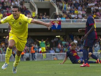 Perbet celebra un gol del Villarreal la pasada jornada,