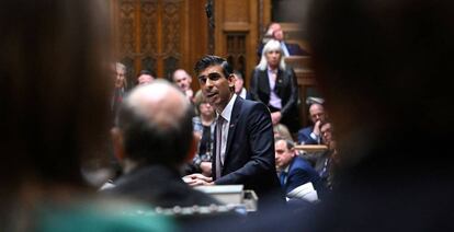 El primer ministro británico, Rishi Sunak, este jueves en el Parlamento.