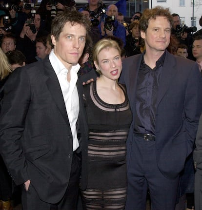 Hugh Grant, Renée Zellweger y Colin Firth en el estreno de 'El diario de Bridget Jones' en Londres en 2001.