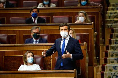 Pablo Casado en el pleno del Congreso de los Diputados, este 12 de mayo.