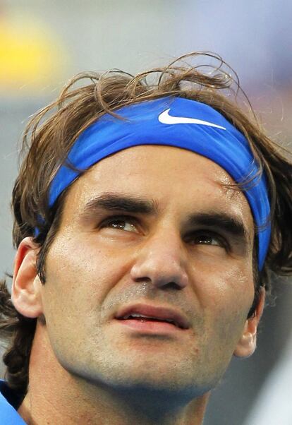 Roger Federer durante su partido ante Janko Tipsarevic.