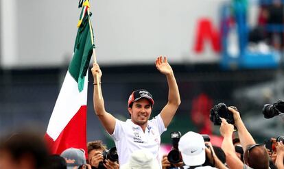 P&eacute;rez durante el Gran Premio de M&eacute;xico. 