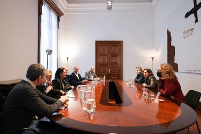 Imagen de una de las reuniones de empresarios e instituciones para la preparación de la Copa del América, cedida por Barcelona Global.