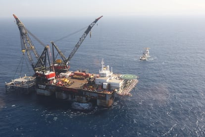 Plataforma del yacimiento de gas israelí Leviatán, en 2019 en aguas del Mediterráneo.