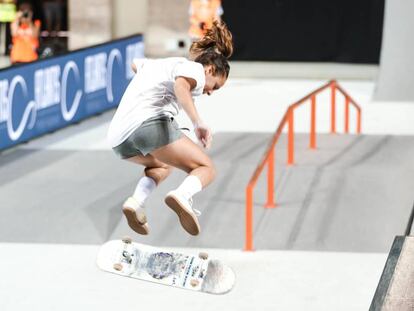 Mar Barrera competeix en 'street skate', als World Roller Games de Barcelona.