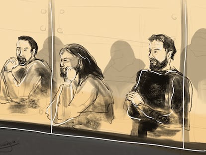 Los acusados Mohamed Abrini, Osama Krayem y Salah Abdeslam atienden la composición del jurado que los juzgará por los atentados de Bruselas en 2016.