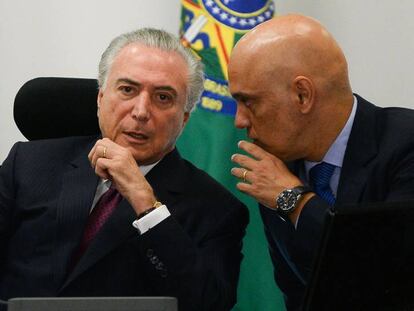 Temer e o ministro da Justiça, Alexandre de Moraes, em Brasília.