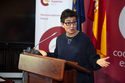 Arancha González Laya, este viernes en un acto de la Agencia Española de Cooperación Internacional para el Desarrollo (AECID).