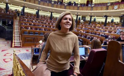 La ex secretaria general del PP María Dolores de Cospedal, en el Congreso de los Diputados. 