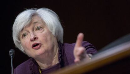 Janet Yellen, presidenta de la Reserva Federal, este viernes. 