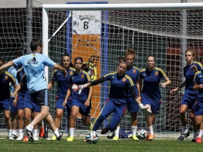 La selecci&oacute;n espa&ntilde;ola, en un entrenamiento.