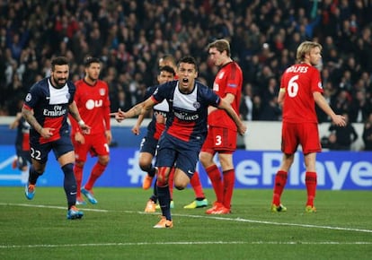 Marquinhos celebra el primer gol del PSG 