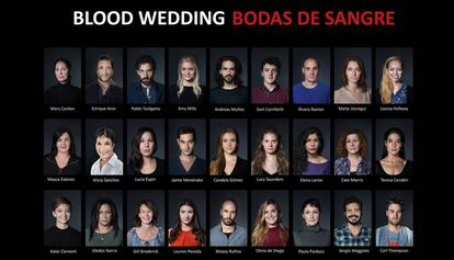 The cast of 'Blood Wedding' at The Cervantes Theatre in London.