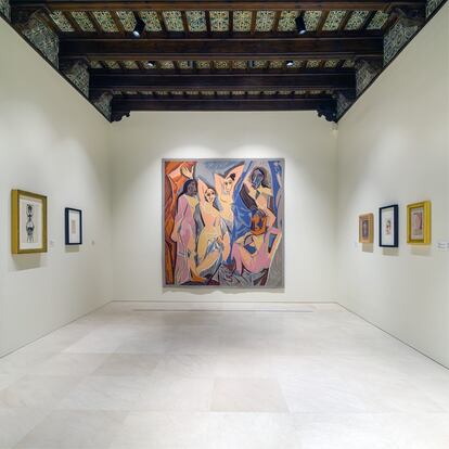 Tapiz de Jacqueline Dürrbach según 'Las señoritas de Aviñón', de Picasso (1958) en el Museo Picasso Málaga.