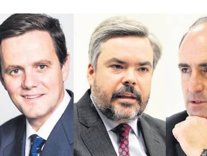 Diego Fernández de Henestrosa y Argüelles, presidente de Banco Alcalá; Francisco Gómez-Trenor y García del Moral, director general de Mirabaud Wealth Management, Borja Astarloa Echevarrieta, responsable de banca privada en España de JP Morgan; Manuel Gutiérrez-Mellado Satrústegui, miembro del equipo de ventas de BlackRock España, y Alberto Rodríguez Fraile, presidente de A&G Banca Privada.