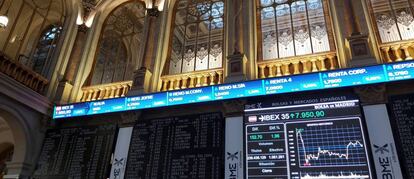 Vista del interior de la Bolsa de Madrid.