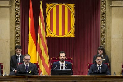 Roger Torrent, tras ser elegido presidente del Parlament.