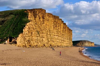 Acantilado de arenisca al este de West Bay, en Dorset (Reino Unido).