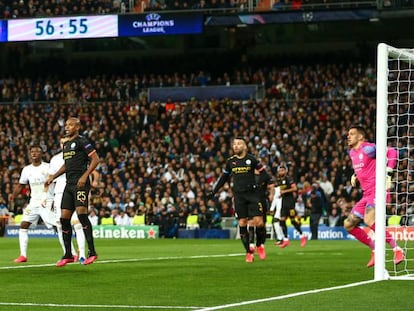 Imagen del partido de Champions, que disputaron el Real Madrid y el Manchester City en febrero en el Bernabéu.