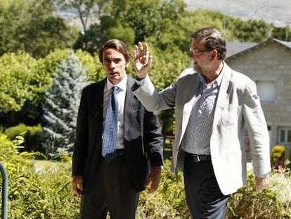 Aznar y Rajoy, este domingo en Guadarrama.