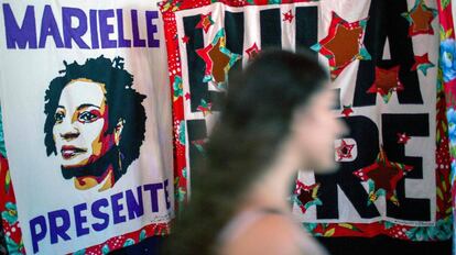 Cartel en recuerdo a Marielle Franco, en Rio de Janeiro. 