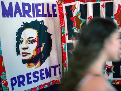 Cartel en recuerdo a Marielle Franco, en Rio de Janeiro. 