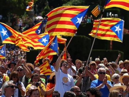 Una manifestaci&oacute;n a favor de la independencia de Catalu&ntilde;a. 