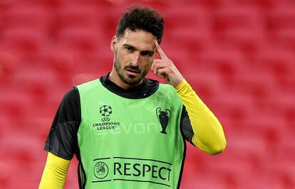 Mats Hummels, durante el entrenamiento del Borussia en Wembley este viernes.