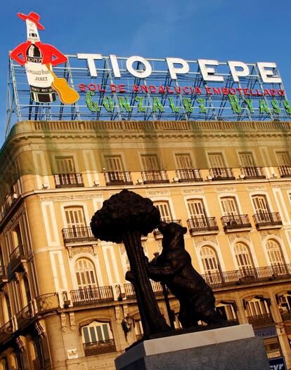 El rótulo de Tío Pepe, en la Puerta del sol, es uno de los más emblemáticos de la capital