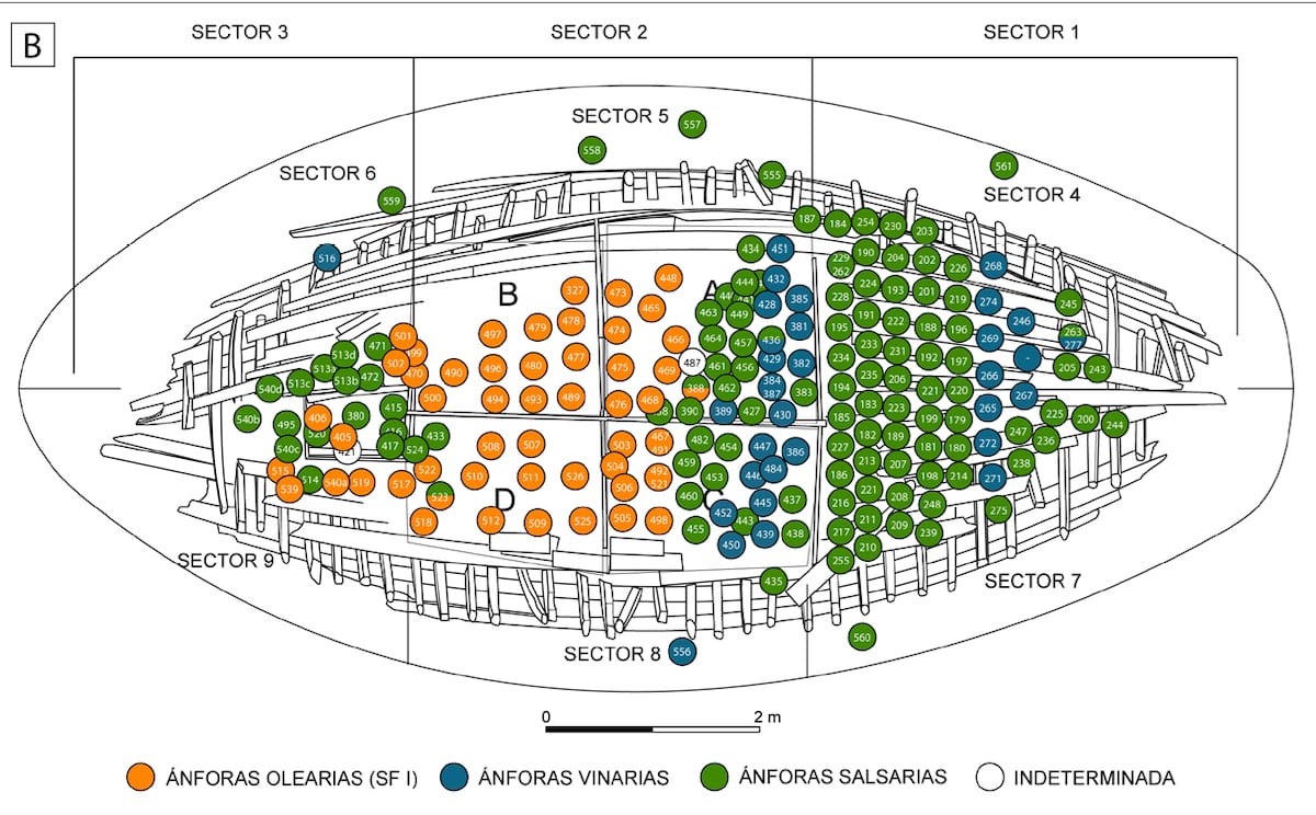 La nave romana desenterrada en Palma por un temporal se hundió cargada de vino, aceite y salsas