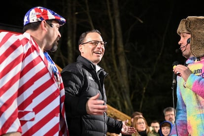 Governor of Pennsylvania Josh Shapiro attends Groundhog Day Festivities