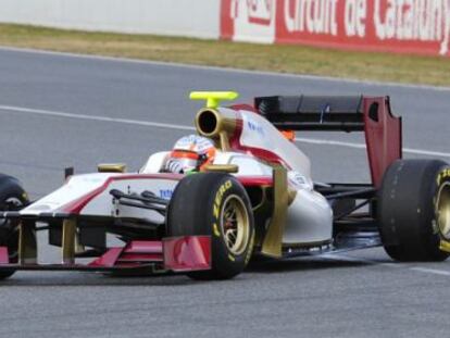 Karthikeyan rueda en Montmeló.