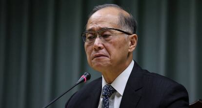 El ministro de Exteriores de Taiwán, David Lee, en rueda de prensa tras conocerse el rompimiento de relaciones con Santo Tomé y Príncipe.