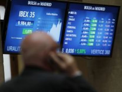 Vista del panel de la Bolsa de Madrid.