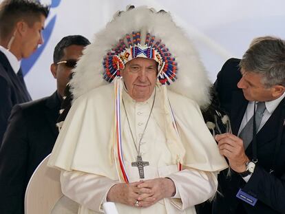 El papa Francisco, durante su visita a Canadá