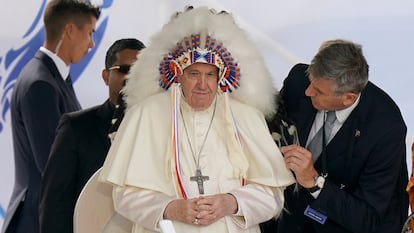 El papa Francisco, durante su visita a Canadá